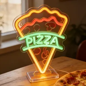 Food Theme LED Neon Sign Set - Pizza, Fries, Burger, Bubble Tea, Ice Cream & Ramen Neon Light, USB Powered Colorful Wall Art Decor for Restaurant, Shop, Bedroom, Kitchen, Club, Party & Gift