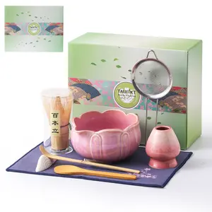 Matcha Whisk Set, Ceramic Matcha Set 8 Pcs, Matcha Kit Set Includes Matcha Bowl, Matcha Whisk and Holder, Bamboo Scoop and Rest, Sifter and Tea Towel, Ideal Gift for Family/Friend