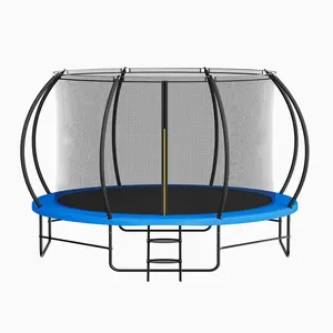 Heavy Duty Outdoor Trampoline –14FT, 1760LBS Capacity – Safety Enclosure, Curved Poles, Ladder – Family Fun for Kids & Adults – Backyard Recreational