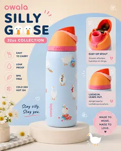 Owala Silly Goose 32oz FreeSip Sway Water Bottle – Goose Print Stainless Steel Leak Proof BPA Free