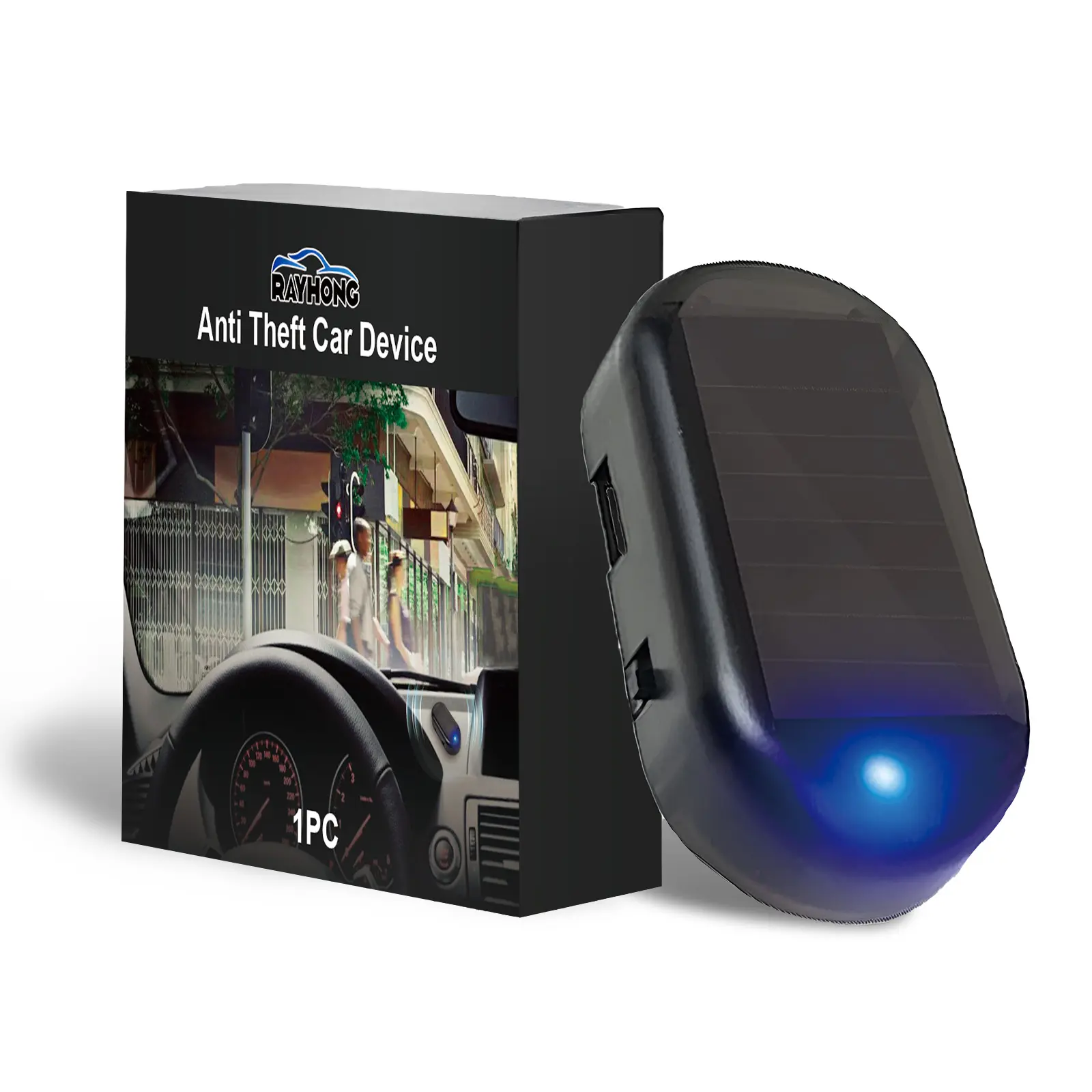 Rayhong Anti-Theft Car Alarm System - Automotive Security Device with LED Light, Induction Sensor, USB Interface, Power Chip, Burglar Alert, Blink-in-the-Dark Function, Easy Installation (Anti Theft Car Device), Simple Install