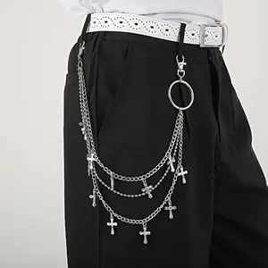 Pants Chain Wallet Chain Punk Cross-shaped Chain Hip Hop Jeans Pant Chains Rock Chains for Women/Men, Fashion Trendy Waist Pants Chain, Body Jewelry