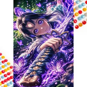 5D DIY Diamond Arts Colorful Painting Kit, Anime Girl Pattern Diamond Arts Colorful Painting Without Frame, DIY Decorative Art Picture for Beginner