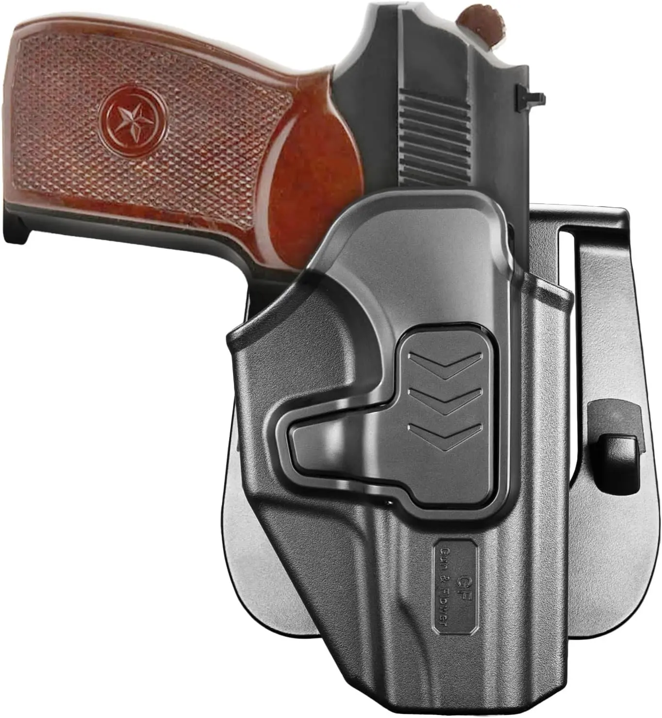 GUN & FLOWER Level 2 Holster for Makarov PM - Index Finger Quick Release, 360° Adjustable Paddle, Fits 1.5"-2.25" Belts, Optics & Open Muzzle Ready (Right Hand), competition,dealsforyoudays