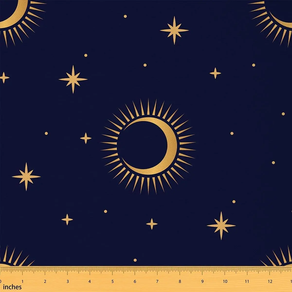 Gothic Style Fabric Star Moon Polka Dot DIY Craft Hobby Fabric Blue Night Sky Print Decorative Fabric Upholstery and Home Accents