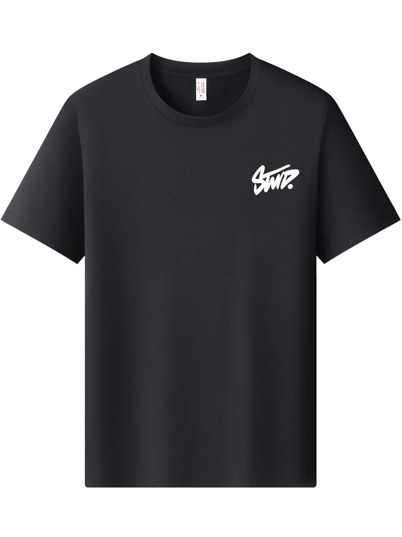 Men's Summer Short Sleeve T-Shirt, Mint Sports Print, Round Neck Polyester Fabric, Lightweight Breathable Casual Wear, Breathable Sports Tee