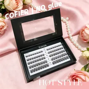 [Hot Style] Cofier Self Adhesive Individual Eyelashes No Glue Lash Kit Jelly-Coated Base Easy Makeup Application with Tweezers (80/100/160 Pcs)