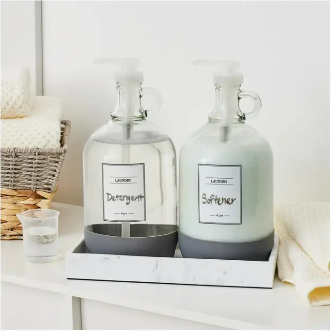 Glass & Resin Laundry Detergent Dispenser Set,128 Fluid oz, 4Pc