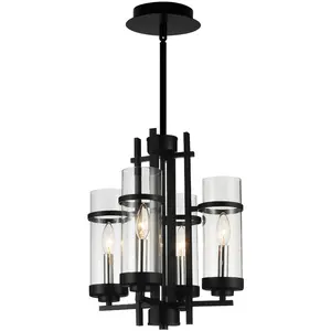 CWI Lighting Sierra 4 Light 14 inch Black Up Mini Pendant Ceiling Light 9827P14-4-101