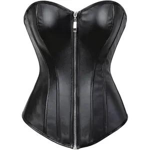 Womens Steampunk Leather Corset: Gothic Faux Leather Corsets Top Halloween Costumes Photoshoot for Cosplay Lovers