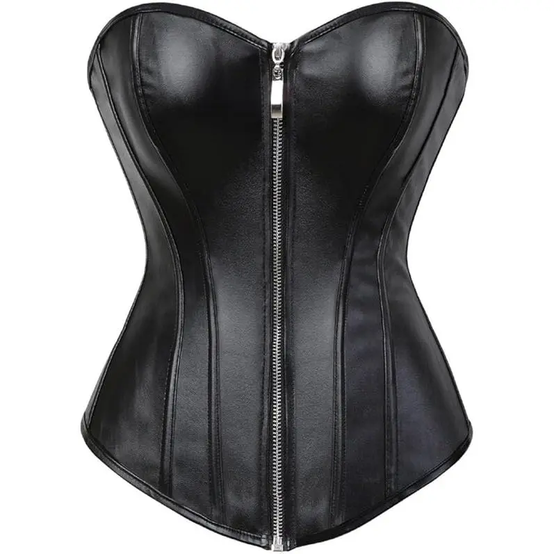 Womens Steampunk Leather Corset: Gothic Faux Leather Corsets Top Halloween Costumes Photoshoot for Cosplay Lovers