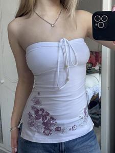 women's floral print tube top, casual sleeveless strapless top for summer, ladies clothes for daily wear, womenswear, bandeau top, casual fitted sleeveless, breathable sleeveless top