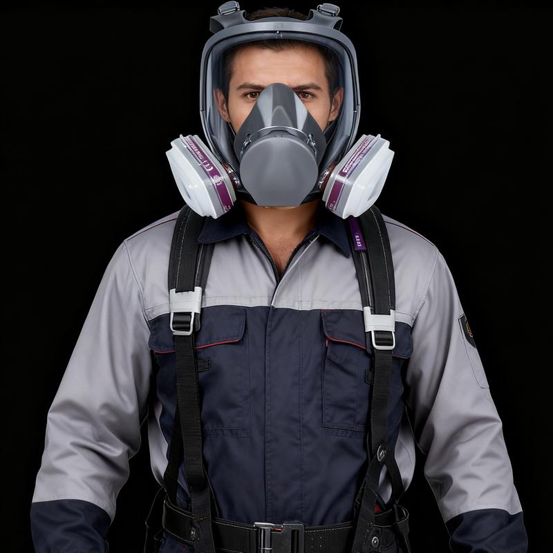 Full Face Respirator Gas Mask 6800 Reusable Military-Grade with 6001 & 2097 Filters for Nuclear Chemical Survival Spray Paint Welding Sanding black l