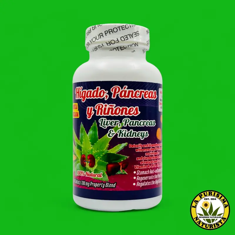 La Purisima Naturista Higado Pancreas y Riñones 60 Tablets 100% Natural Detox Formula for Liver Pancreas & Kidney Cleanse with Turmeric & Ginger for Optimal Health
