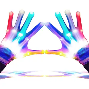 P-GCS041   LED Gloves for Kids, Teens & Adults - Finger Light Gloves with 5 Colors/6 Modes - Perfect for 9-12 Year Old Boys & Girls - Ideal for Halloween & Christmas Parties