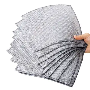 12Pcs Metal Dish Cloth 3-Layer Non-Scratch Odorless Wire Cleaning Rag for Kitchen Dishes Sinks Stove Top