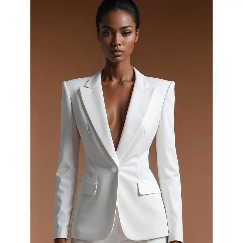 [High-End Professional Suit] 2025 New High-End Professional Suit Set| White Blazer + Trousers Two-Piece Commuting Outfit Can be used with a raincoat