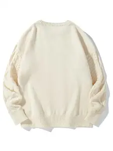 Men's Cable Knit Sweater Casual Textured Drop Shoulder Long Sleeve Jumper for Fall Winter Fashion Cozy Knitwear Streetwear Vintage Style Comfortable Pullover Oversized, layering piece, essential piece, wardrobe staple