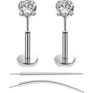 F136 Titanium 20/18/16G Threadless Flat  Stud Earrings Nose Rings Lip Labret Medusa Monroe   with Taper for Women Men