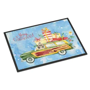 212 MAIN Merry Christmas Shih Tzu Rubber Mat - 24x36 in., Christmas Art, Festive Look, Fade-Proof Dye, Rubber-Backed Felt, Indoor/Outdoor Home Bathroom Mat