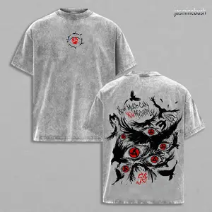 Retro Heavy Uchiha Itachi Character Naruto Anime Tee Hoodie Menswear Top Unisex Mineral Anime Manga Washed Heavy Cotton T-shirt, Gift For Anime Fan Tshirt Streetwear Shoe Crewneck Tropical Casual