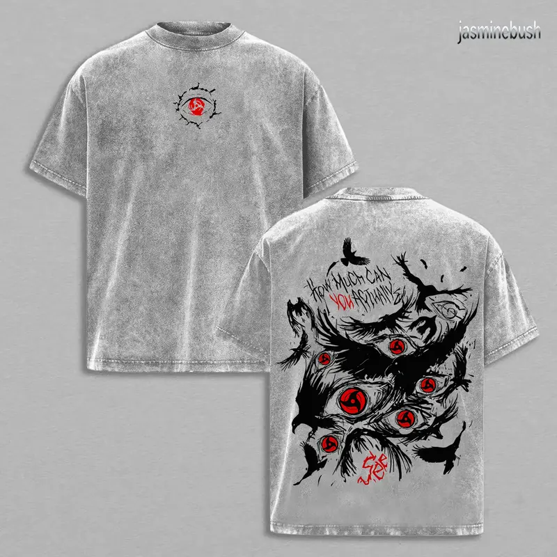 Retro Heavy Uchiha Itachi Anime Tee Hoodie Unisex Washed Cotton ...