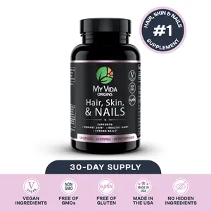 My Vida Origins Hair Skin and Nails | Thicker Hair, Stronger Nails, Vibrant Skin | Supports Natural Beauty | Zinc, Biotin, Vitamin E| Vegan 120 capsules 1 Month Supply