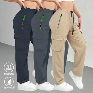 Women’s Lightweight Summer Jogger Pants, 3-Pack — Adjustable Drawstring Waist, Non-Stretch Fabric, Machine Washable; Soft, Skin-Friendly Feel for Indoor Workouts and Outdoor Activities in Summer —