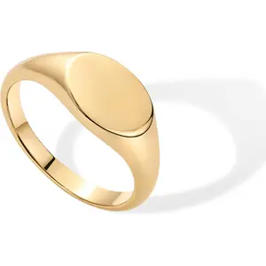 14K Gold Plated Pinky Signet Ring for Women |   Lightweight Statement Bands |   Chunky Signet Stackable Rings