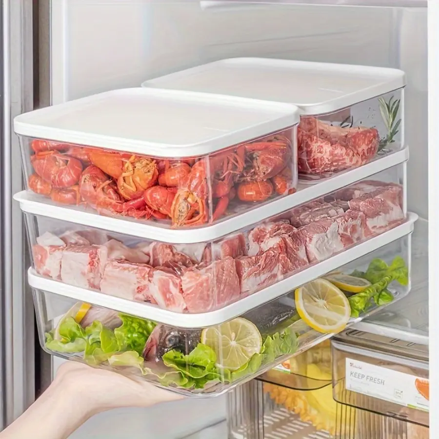 10pcs 5 Containers, 5 Lids 2000ML/68OZ Kitchen Refrigerator Food Storage Containers, Kitchen Plastic Containers, Meal Prep Containers, Airtight Sealed Storage Containers with Lids, Multi-Purpose, Stackable Reusable Portioned Fresh Storage Boxes