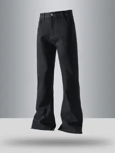 Men's Solid Color Flare Leg Jeans, Street Fashion Casual Comfy Denim Pants for Daily Wear, Mens Bottoms for All Seasons