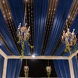 Navy Blue Sheer Backdrop Drape – 5ftx32ft Wedding Arch & Ceiling Decor Panel, Wrinkle Free with Soft Shimmer