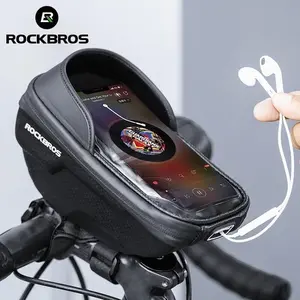 ROCKBROS Bike Phone Mount Bag Bike Front Frame Handlebar Bag Waterproof Bike Phone Holder Case Bicycle Accessories Pouch Sensitive Touch Screen Compatible with iPhone 11 XS Max XR 8 Plus Below 6.5"
