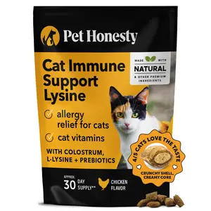 Pet Honesty Dual Texture Immune Support Lysine for Cats Cat Treat Alternative for Allergy Relief Vitamins Supplement - Fish Oil Colostrum + Prebiotics