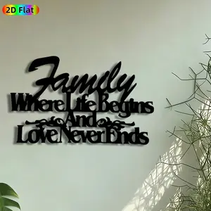 1pc "Family Where Life Begins And Love Never Ends" Metal Wall Art, Family Quote Statue Mural, Artistic Wall Sign, Perfect for Thanksgiving, Anniversary Decor, Perfect for Living Room Bedroom Entryway Decor, Ideal Gift for Family-Oriented Homeowners.