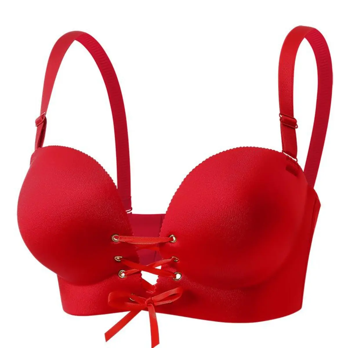Wireless Front Tie Push Up Bra for Small Breasts, Full Coverage Padded Support Bra No Gap Fit