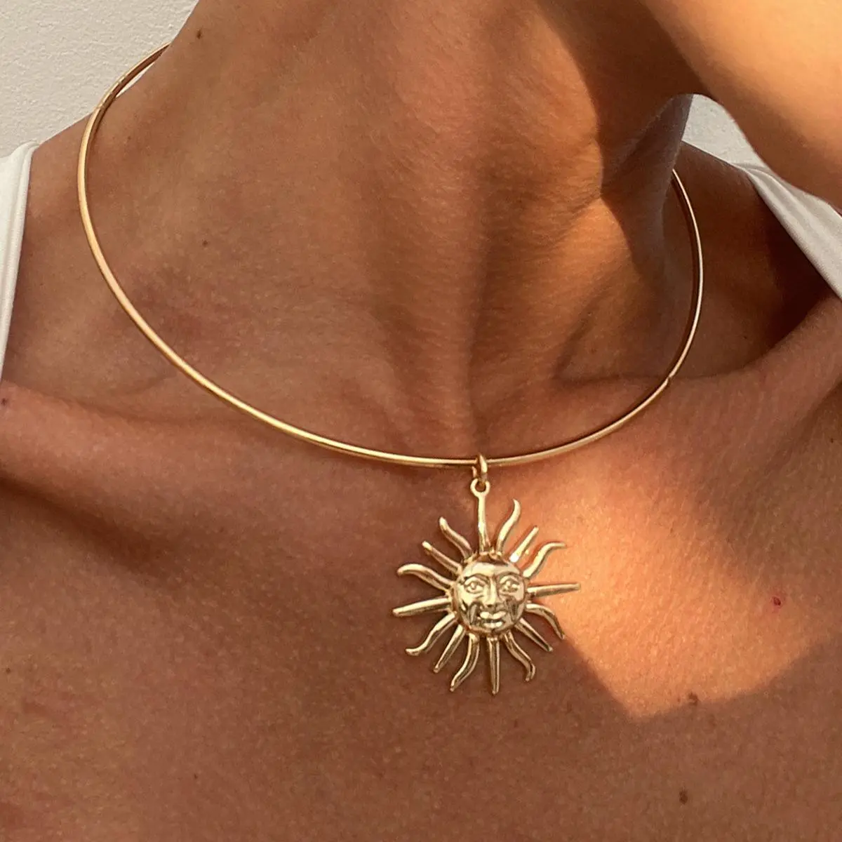 Sun Pendant Necklace Torques For Women Girl 2025 New Choker Neck Chain Jewelry Gift