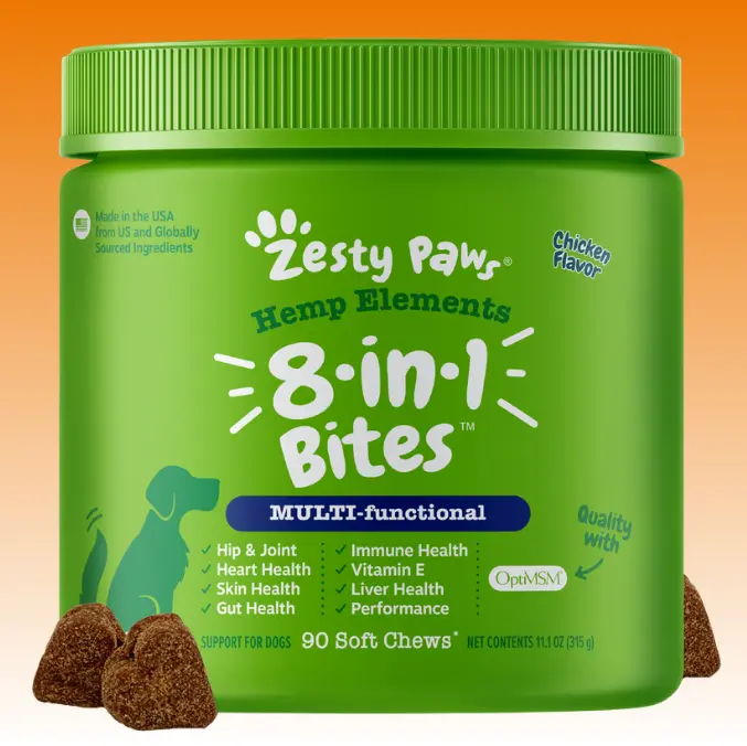Zesty Paws Hemp Elements 8-in-1 Bites for Dogs