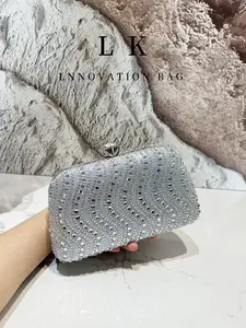 Luxurious Silver Color Rhinestone Evening Bag, Elegant Sparkling Clutch Purse, Wedding Party Banquet Handbag, Perfect Gift for Birthday & Valentine's Day