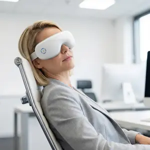 Heated Eye Massager with Bluetooth Music Relieves Migraines with Warmed Eye Mask Heated Deep-Tissue Massage Head Facial Massager Reduces Eye Fatigue Anxiety-Relieving Gadget Christmas & Birthday Gift for Men & Women Perfect Present for Parents