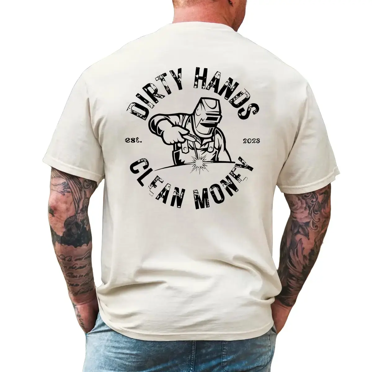 Dirty Hands Clean Money Welder T-Shirt  ,Hoodie, Crewneck  Sweatshirt For Him Welder Shirt Welding Fabrication Industrial Blue Collar Shirt Hard Work Tee Shirt Gift Idea Classic Cotton