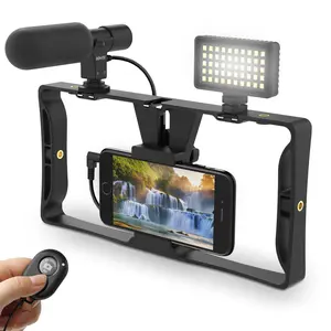 Ultimate Vlogger Pro Kit with Smartphone Rig, HD Microphone, 50 LED Light, 3 Diffusers / Filters, and Shutter Remote