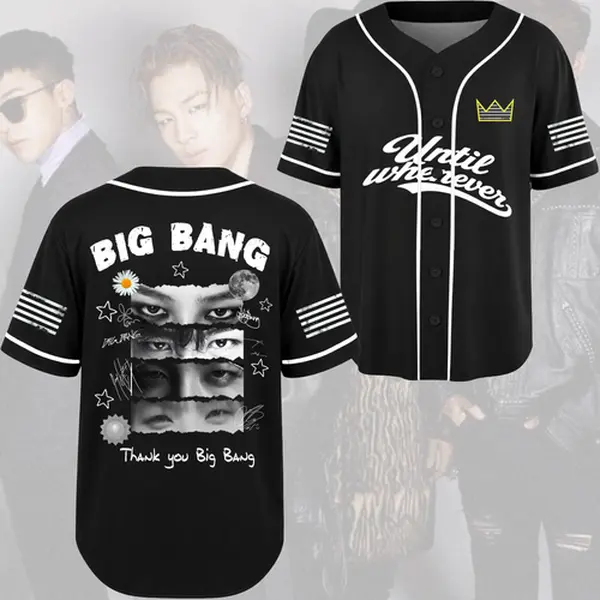 BIGBANG 20th Anniversary Baseball Jersey, Kpop Concert Shirt, Black Button Up Tour Top, Unisex VIP Fan Gift, Korean Music Apparel