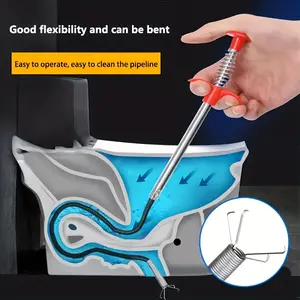 2-piece set/Toilet unclogging tool - Household toilet drain cleaner with 4 claws, flexible handheld sewer gripper for removing debris, household sink and drain garbage picker, restaurant and hotel cleaning