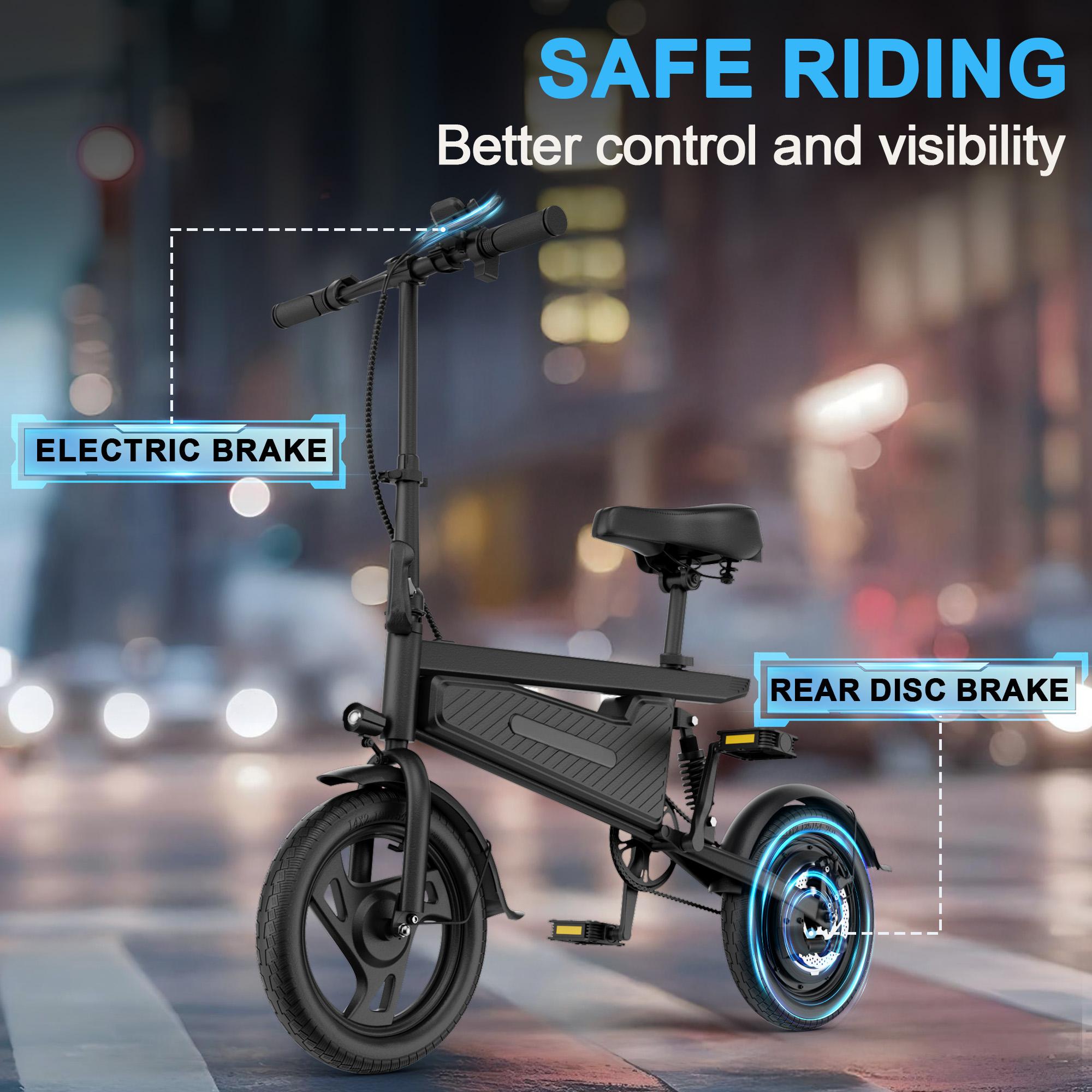 Electric Bike for Adults, 350W Powerful Motor Up to 22MPH, 48V 5.2Ah Battery 22 Miles Range, Lightweight 14" Commuter Folding E-Bike with Dual Brakes, LCD Display & Pedal Assist,Ebike