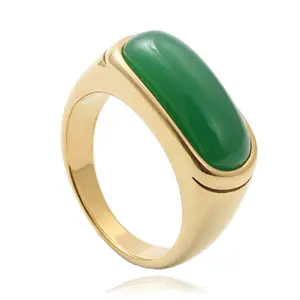 Geometric Business Style Ring, Retro Trendy Male Personality Punk Stainless Steel Rectangular Ring