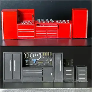 1/64 Scale Diorama Car Workshop Repair Tools Model Garage Cabinet Maintenance Props Set Model Scene Display Model Toys Gifts