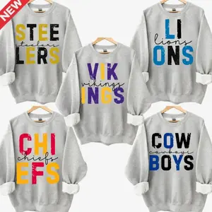 First Down Football Sweatshirt, All Team Football Sports, Retro Football Tees Team Colors, Cotton Shirt In Ash Grey Color, Gift Shirt For Fan Favorite Football Team For Men & Women
