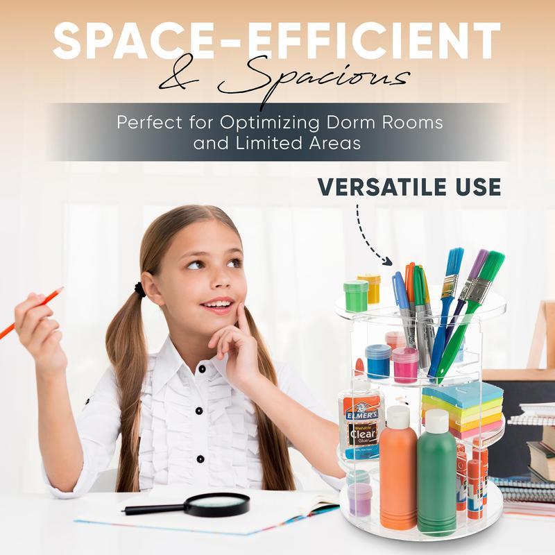 360° Rotating Makeup Organizer, Spinning Cosmetic Storage Rack with Adjustable Shelves, Space-Saving Vanity Organizer, Multicolor