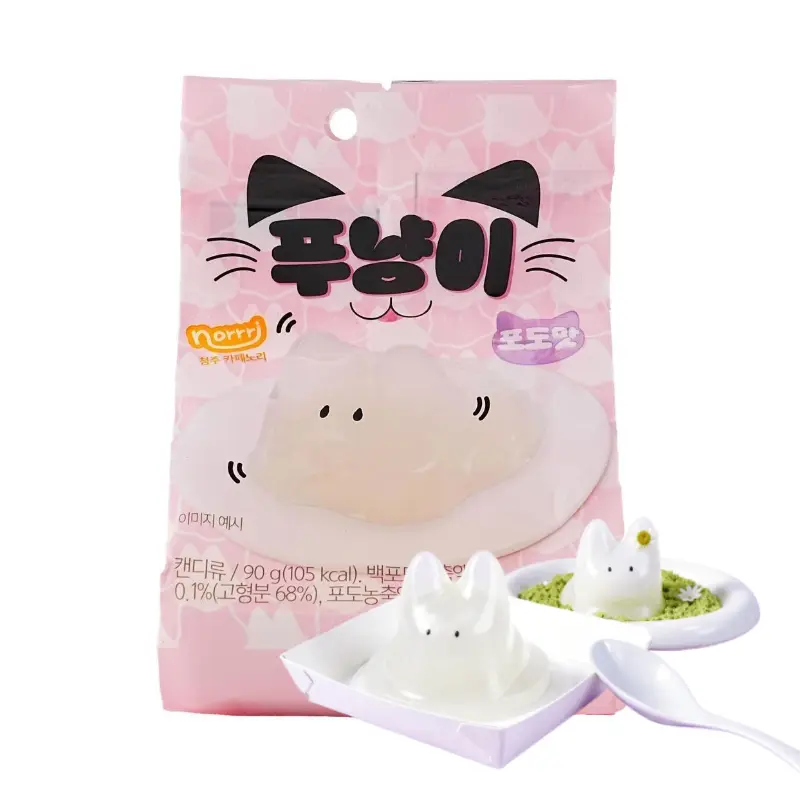 I Meow You Jiggly Cat Pudding KUNYOUNG FOOD Punyangi Jelly Grape Flavor 3.17 oz Korean Snack GS25 Convenience Store  Fun & Chewy Dessert